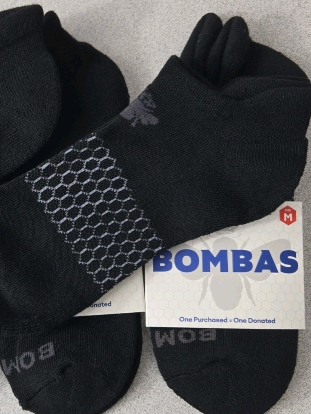 Bombas Ankle Socks Medium 5 Pair Unisex Womens & Mens Honeycomb Black/Grey BNWT - Picture 4 of 11